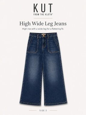 Kut From The Kloth High Rise Wide Leg Jeans Size 2 Cropped Denim